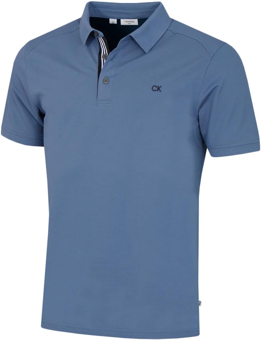 Calvin Klein Mens 2025 Campus 3 Button Ribbed Collar Golf Polo Shirt
