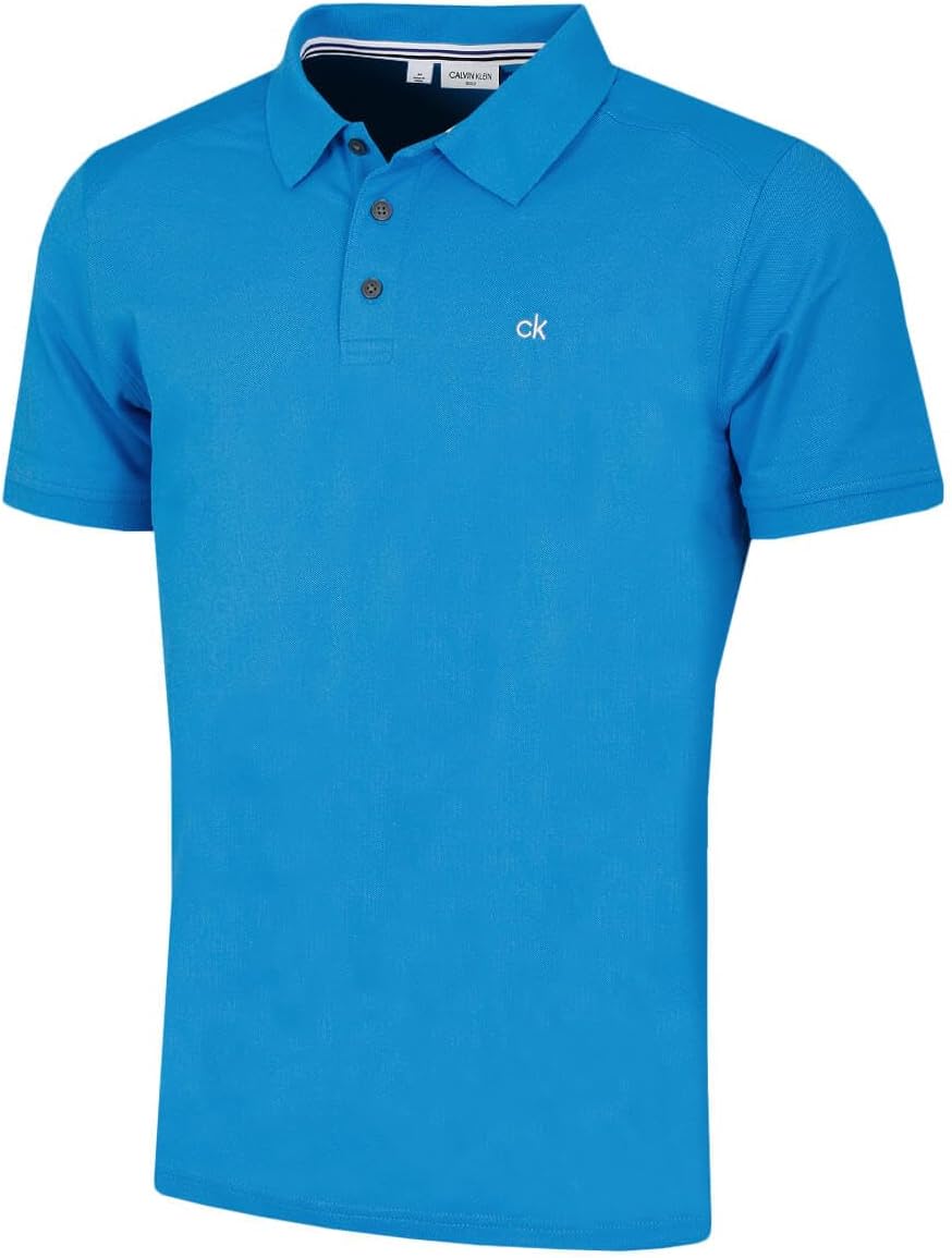 Calvin Klein Mens 2025 Campus 3 Button Ribbed Collar Golf Polo Shirt