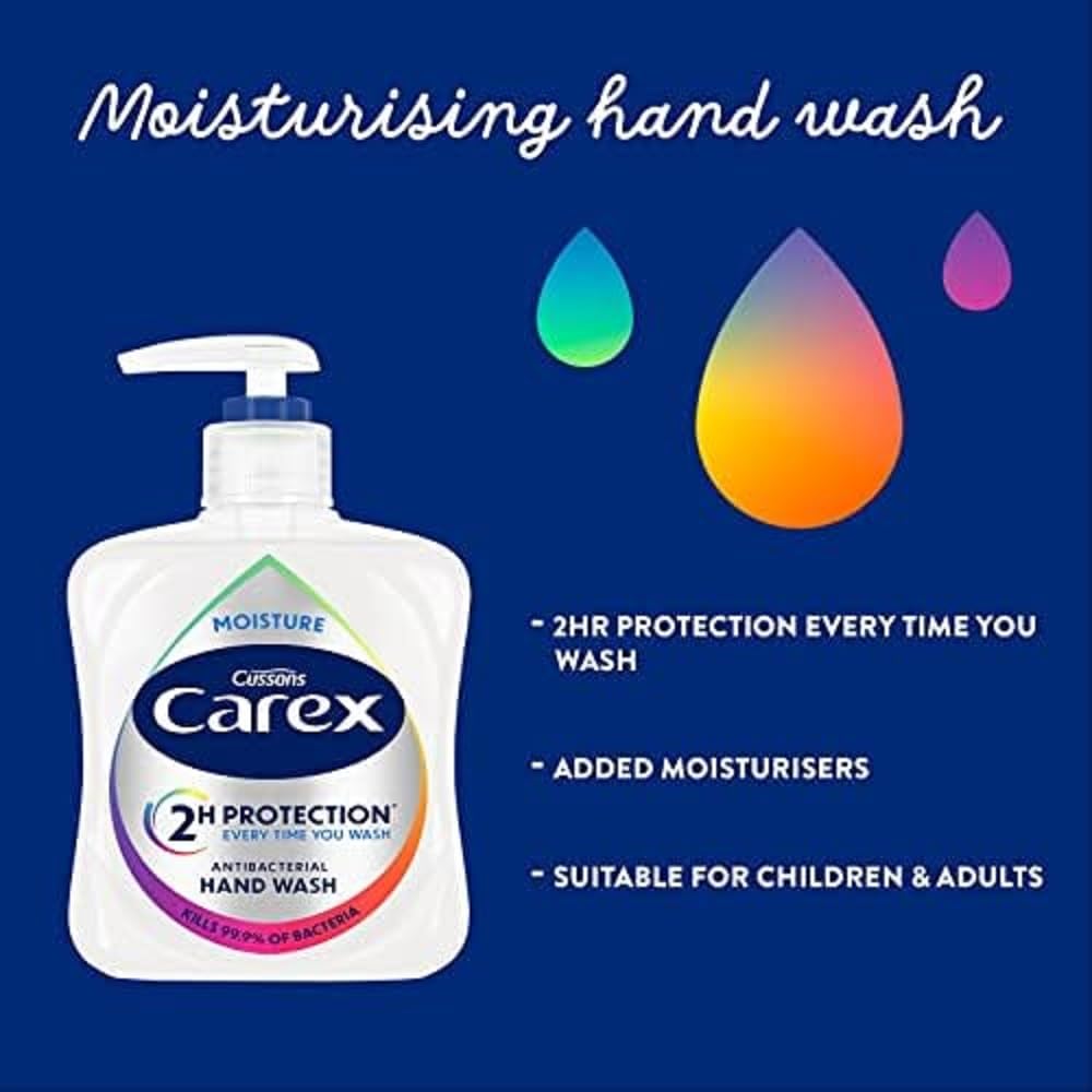 Carex Original Antibacterial Hand Wash, Clean & Protect Hands, Bulk Buy, Pack of 6 x 250 ml (Packaging may vary)