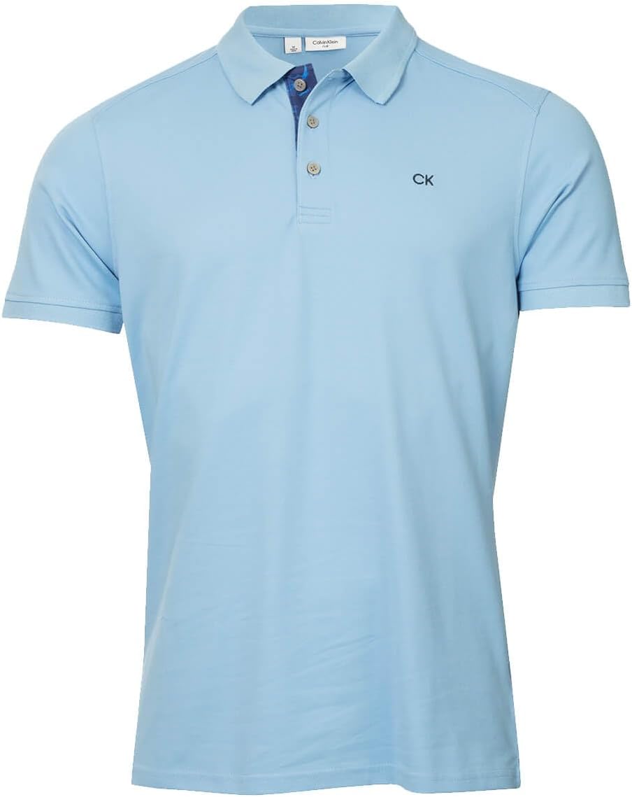 Calvin Klein Mens 2025 Campus 3 Button Ribbed Collar Golf Polo Shirt