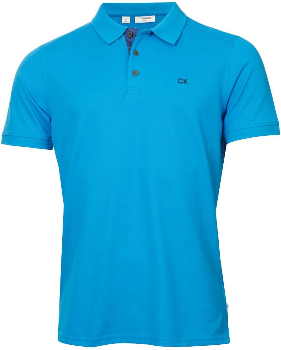Calvin Klein Mens 2025 Campus 3 Button Ribbed Collar Golf Polo Shirt