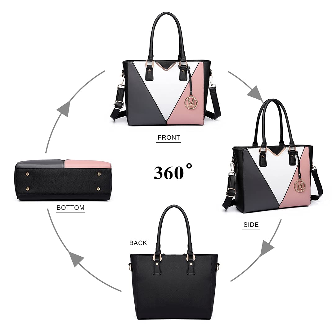 Miss Lulu Handbags for Women Look V-Shape Shoulder Handbag Lightweight Medium Tote Bag PU Leather