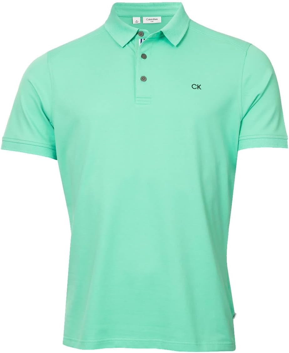 Calvin Klein Mens 2025 Campus 3 Button Ribbed Collar Golf Polo Shirt
