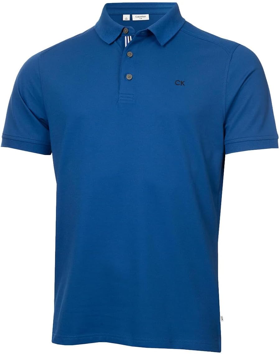 Calvin Klein Mens 2025 Campus 3 Button Ribbed Collar Golf Polo Shirt