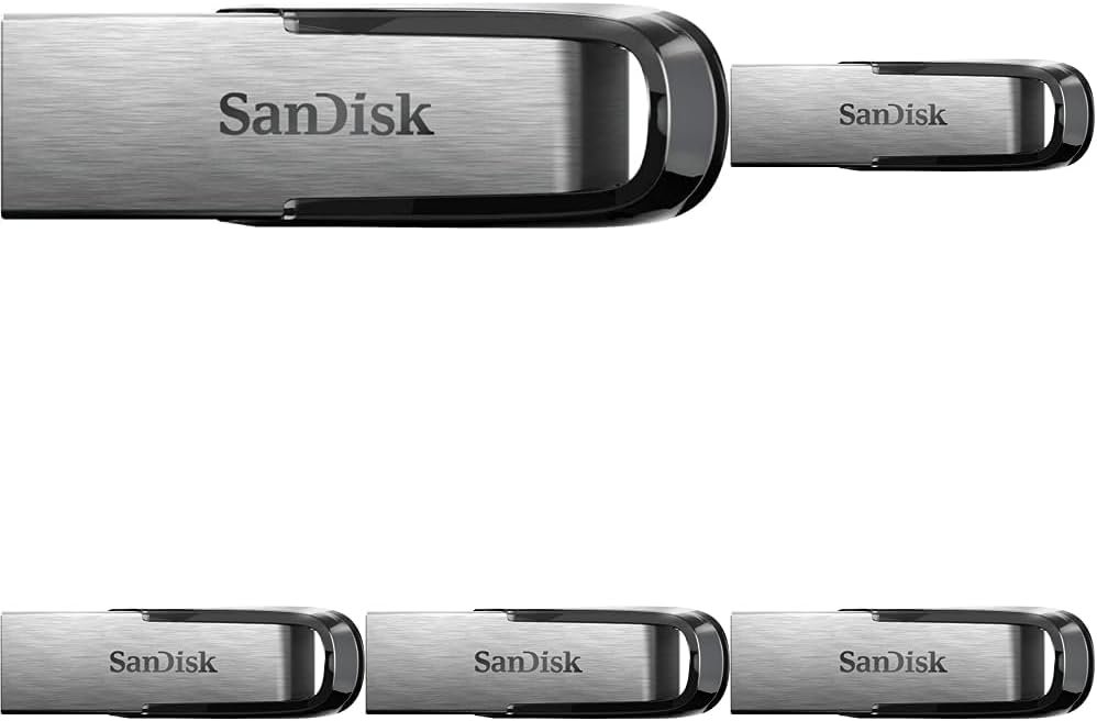 SanDisk 128GB Ultra Flair USB 3.0 Flash Drive USB stick, Memory stick with transfer speeds up to 150 MB/s, Password protection, Durable, Sleek Metal Casing Silver/Black