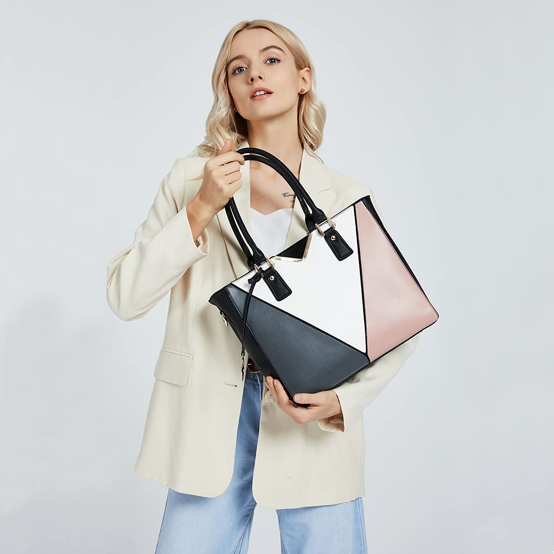 Miss Lulu Handbags for Women Look V-Shape Shoulder Handbag Lightweight Medium Tote Bag PU Leather