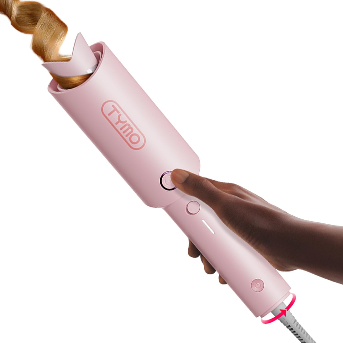 TYMO CURLPRO Automatic Rotating Curling Iron - Beach Waves Curling Wand, Portable Hair Curler, 500 Million Ionic, Dual Voltage & Lightweight for Travel, Ceramic Coating, Metallic Gray 1.25 inch