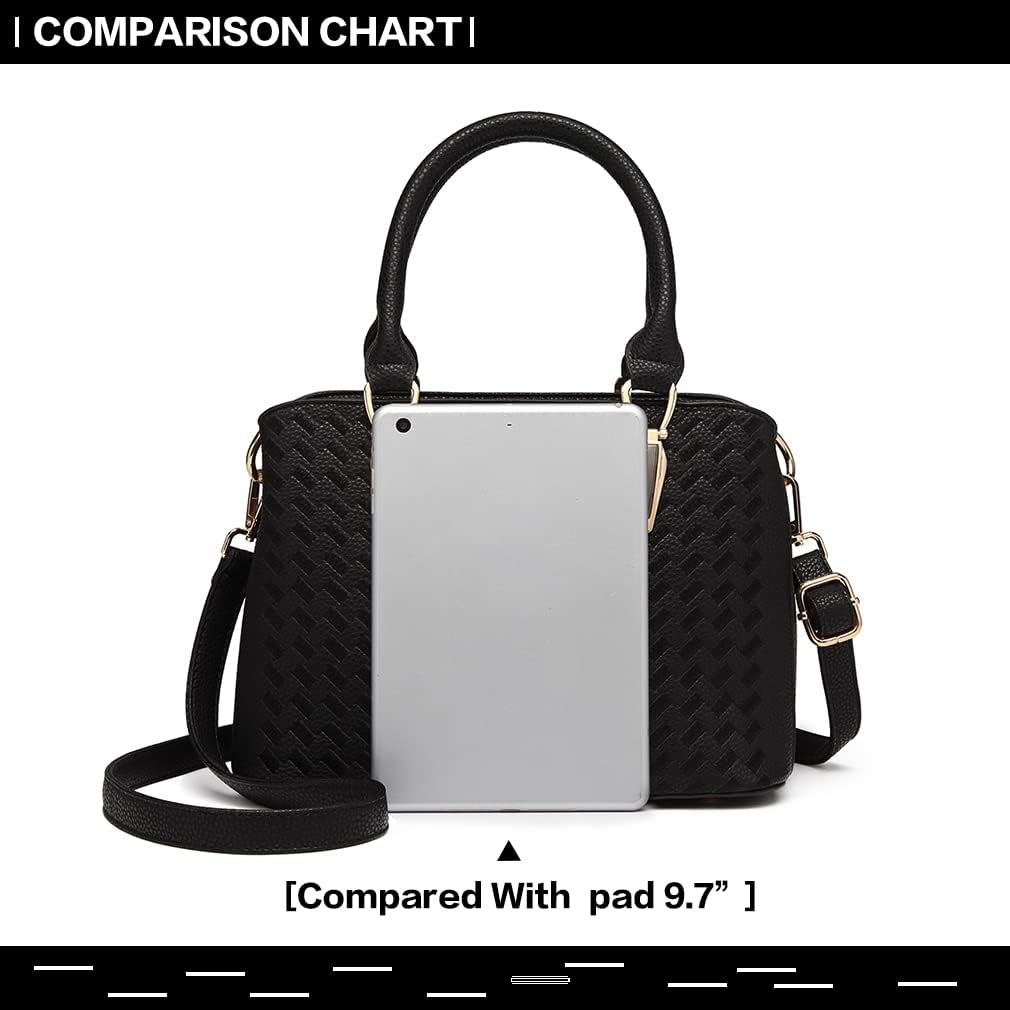 Miss Lulu Handbag for Women, Woven and Chevron Pattern, M Logo on The Front, Top Handle or Shoulder Bag