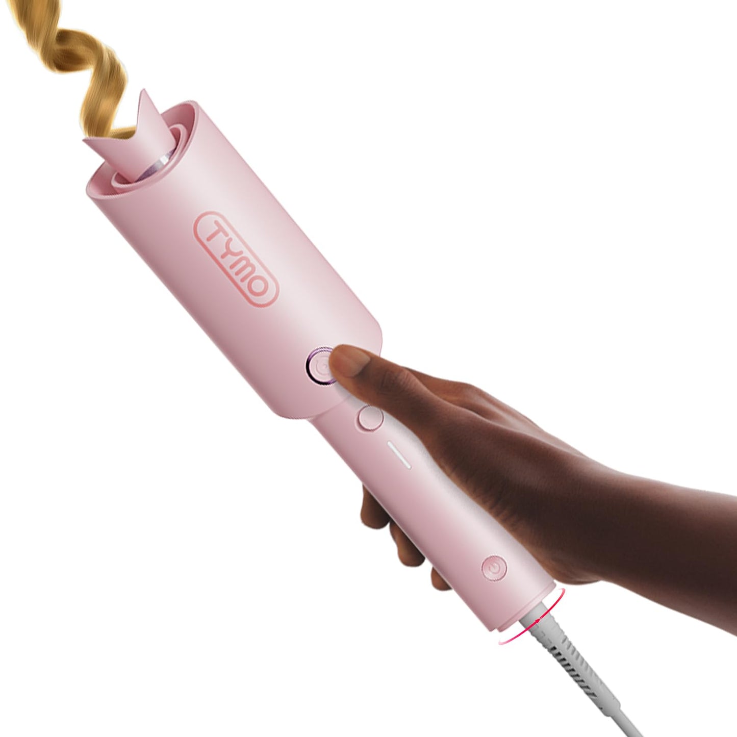 TYMO CURLPRO Automatic Rotating Curling Iron - Beach Waves Curling Wand, Portable Hair Curler, 500 Million Ionic, Dual Voltage & Lightweight for Travel, Ceramic Coating, Metallic Gray 1.25 inch