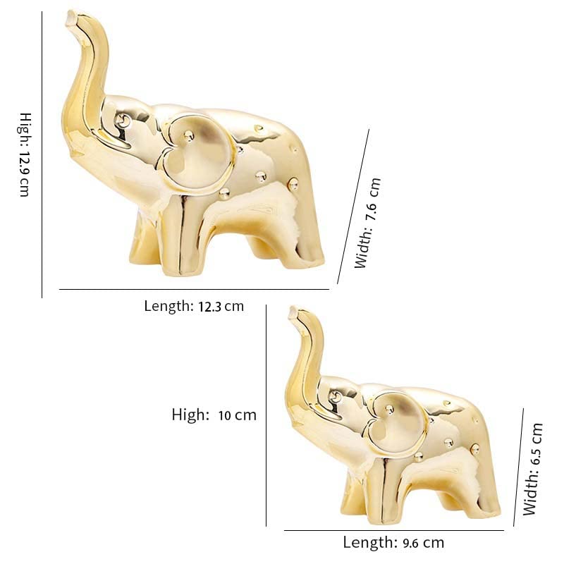 JIMBON A Pair Gold Elephant Statue Home Decor, Sculpture Elephant Ornaments For Living Room Office Desktop Bookshelf, Gold Decor For Anniversary Wedding, Valentines' gifts, Christmases etc