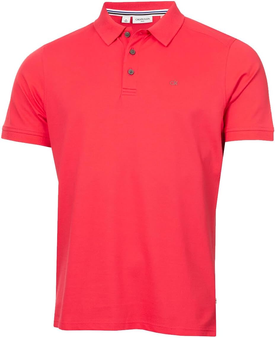 Calvin Klein Mens 2025 Campus 3 Button Ribbed Collar Golf Polo Shirt