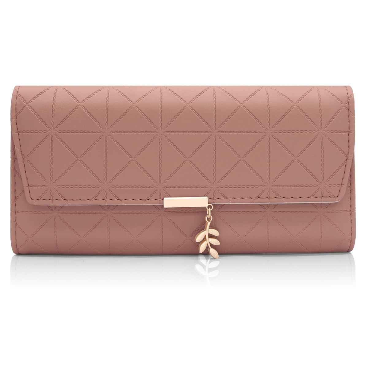 Long Purse for Women PU Leather, Large Capacity PU Leather Women's Wallet Wallet for Women with Multiple Card Slots and Coin Zipper Pocket Ladies Purse Clutch Holder Large Capacity Card Holder (Pink)