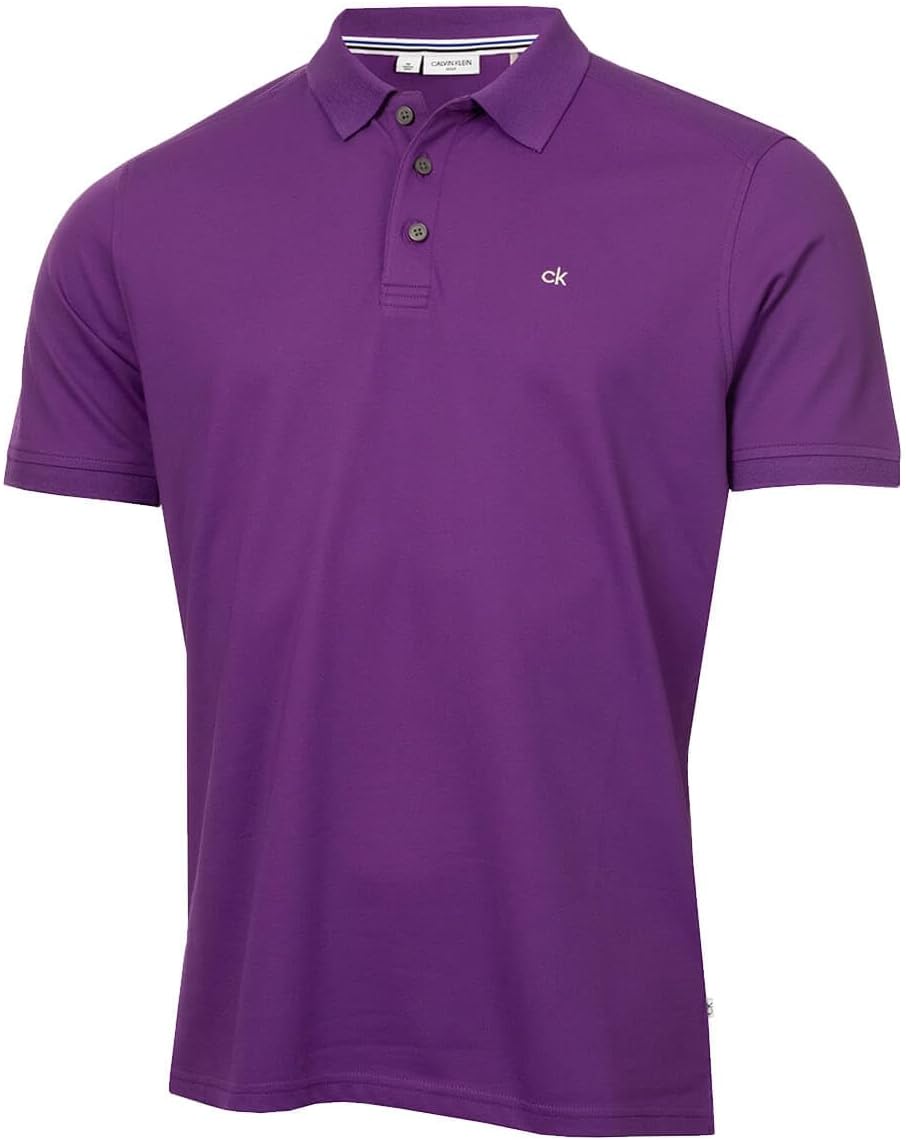Calvin Klein Mens 2025 Campus 3 Button Ribbed Collar Golf Polo Shirt