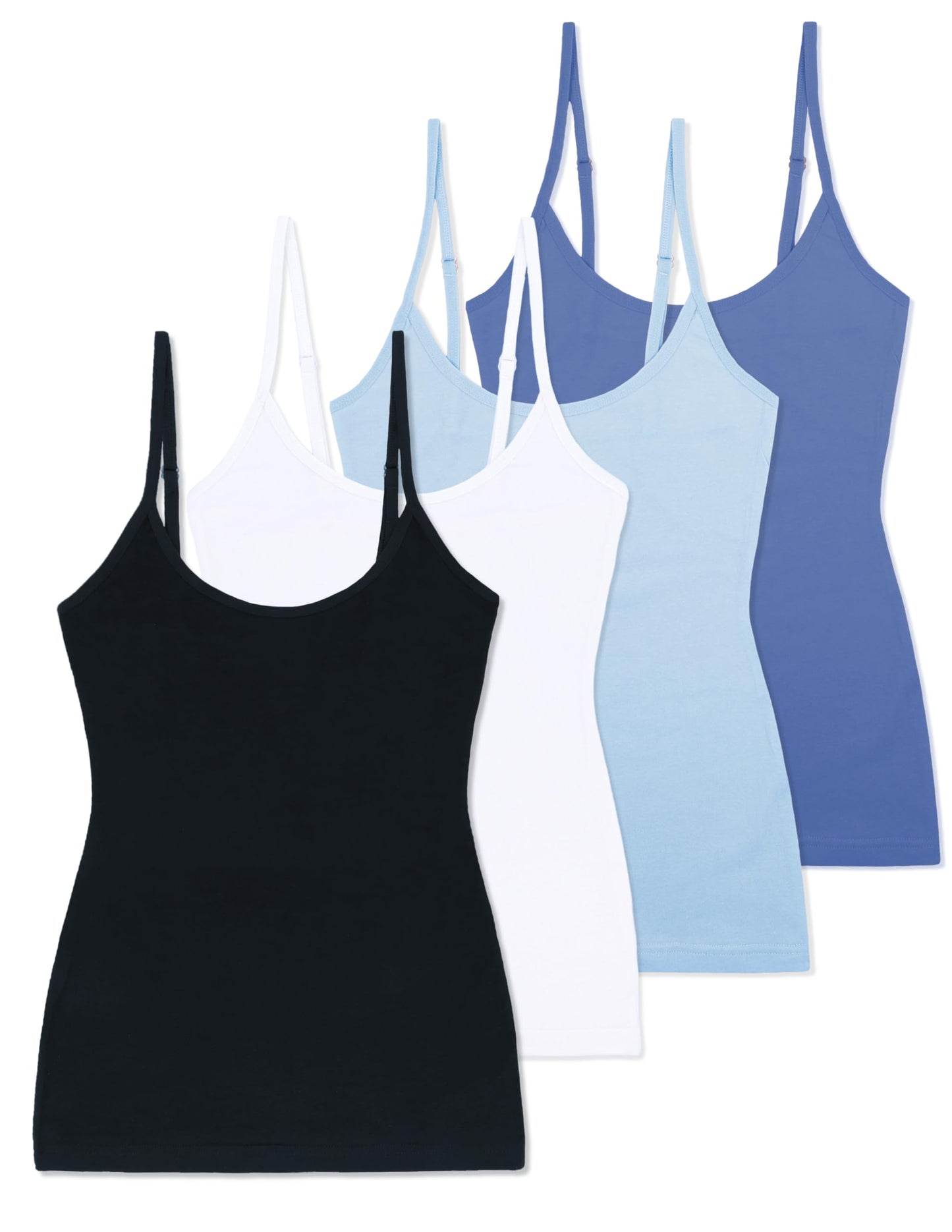Comfneat Women's 4-Pack Slim-Fit Camisoles Adjustable Spaghetti Strap Cotton Top Undershirt