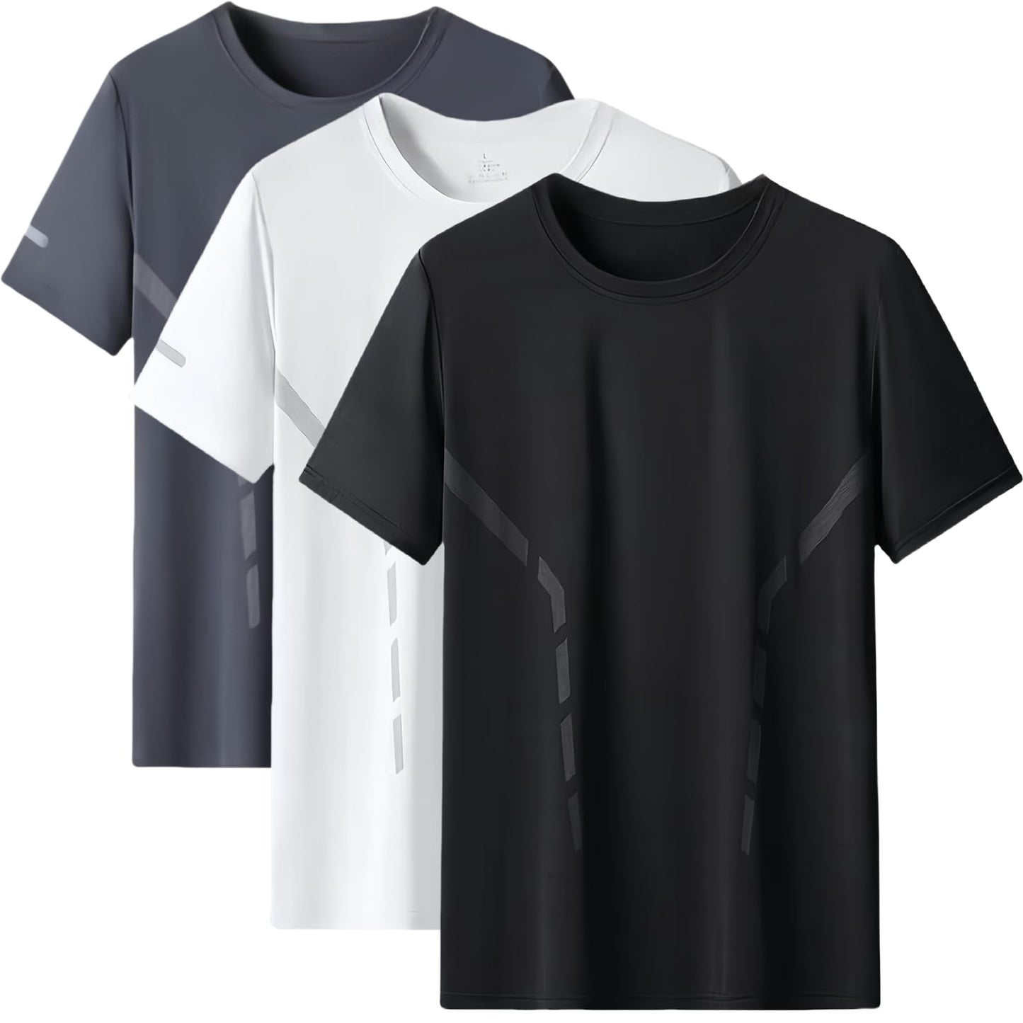 JiaYouLC 3 Pack T Shirts for Men UK Multipack Crew Neck Quick Dry Sport Tops Breathable Wicking Tshirts for Running Athletic Gym Workout