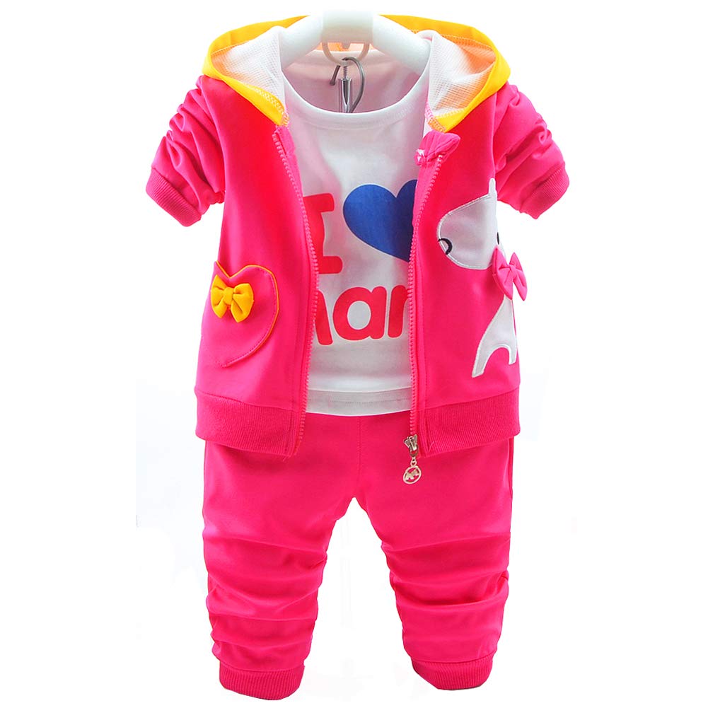 Yao Baby Girls 3 Piece Sets T Shirt Vest and Pants