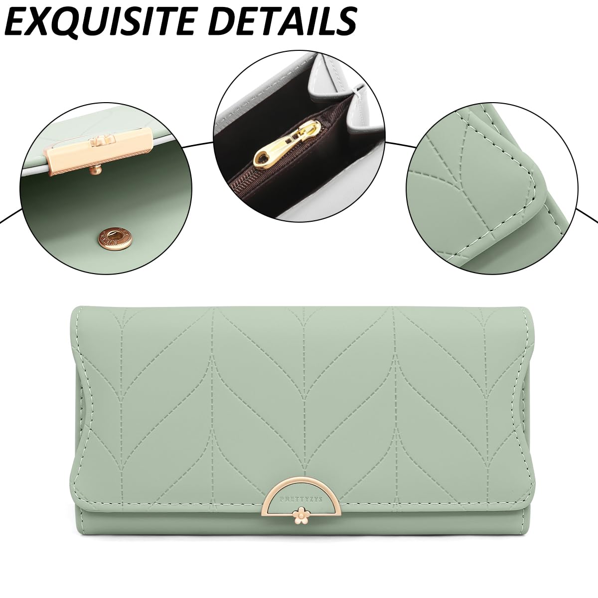 Long Purse for Women PU Leather, Large Capacity PU Leather Women's Wallet Wallet for Women with Multiple Card Slots and Coin Zipper Pocket Ladies Purse Clutch Holder Large Capacity Card Holder (Pink)