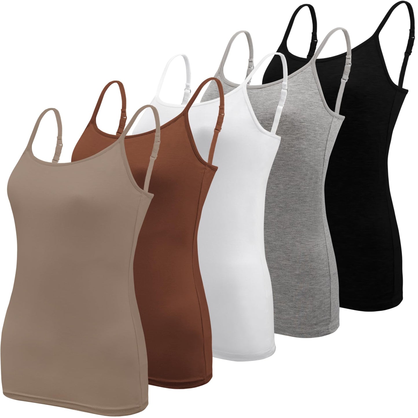 BQTQ 5 Pieces Basic Camisole Adjustable Strap Vest Top for Women and Girl