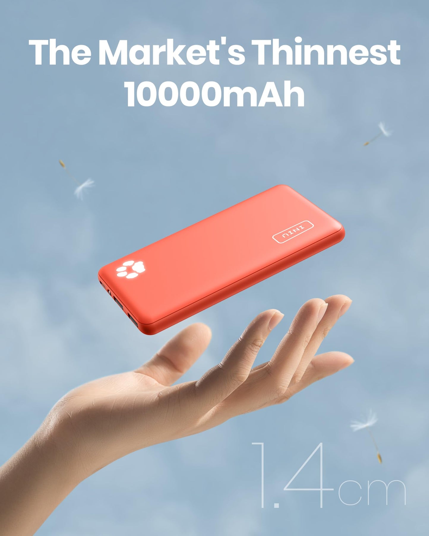 INIU Power Bank, Portable Charger 10000mAh Slimmest & Lightest High-Speed USB C Input & Output, PowerBank Triple 3A Phone Battery Pack for iPhone 16 15 14 13 Plus Pro Max Mini Samsung Xiaomi iPad