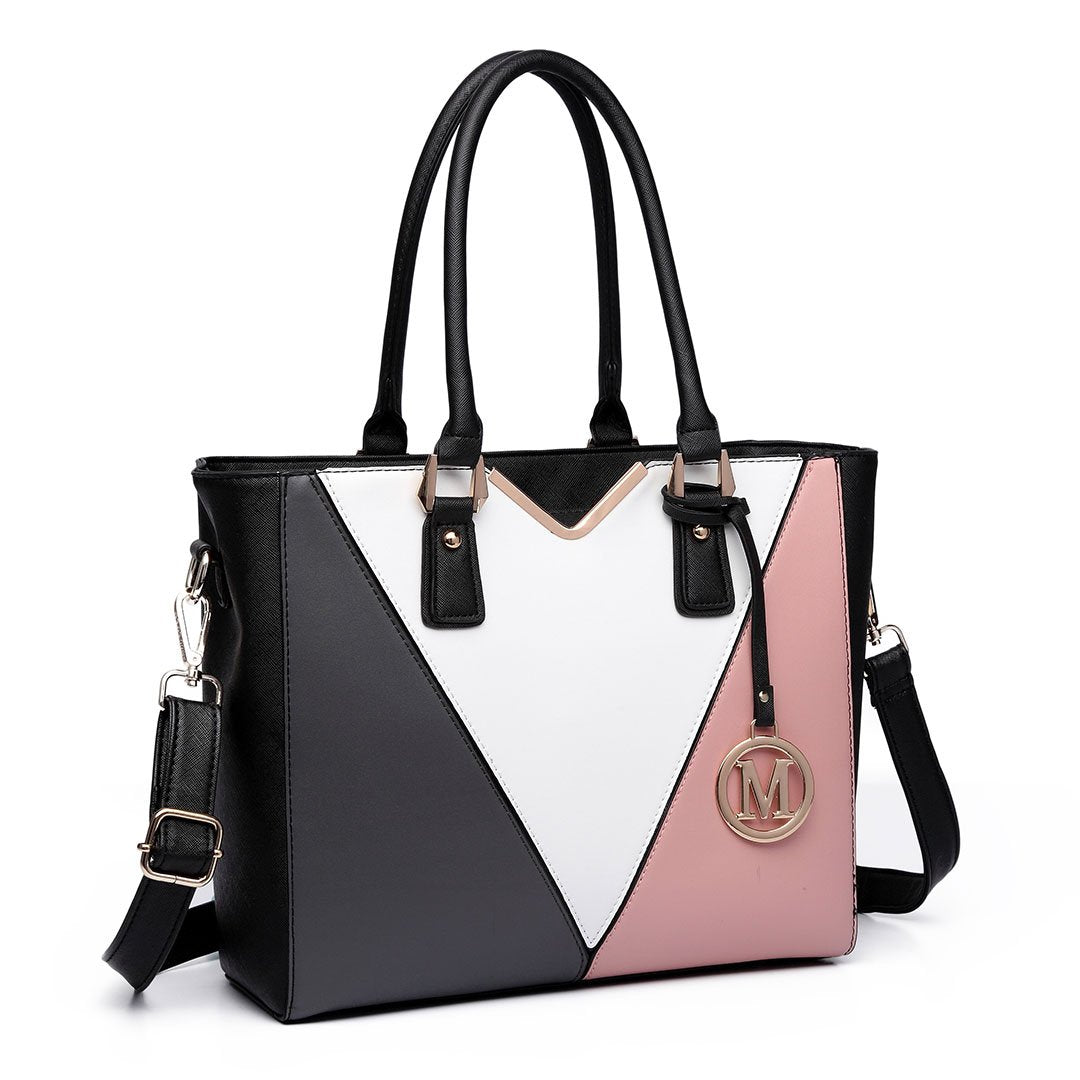 Miss Lulu Handbags for Women Look V-Shape Shoulder Handbag Lightweight Medium Tote Bag PU Leather