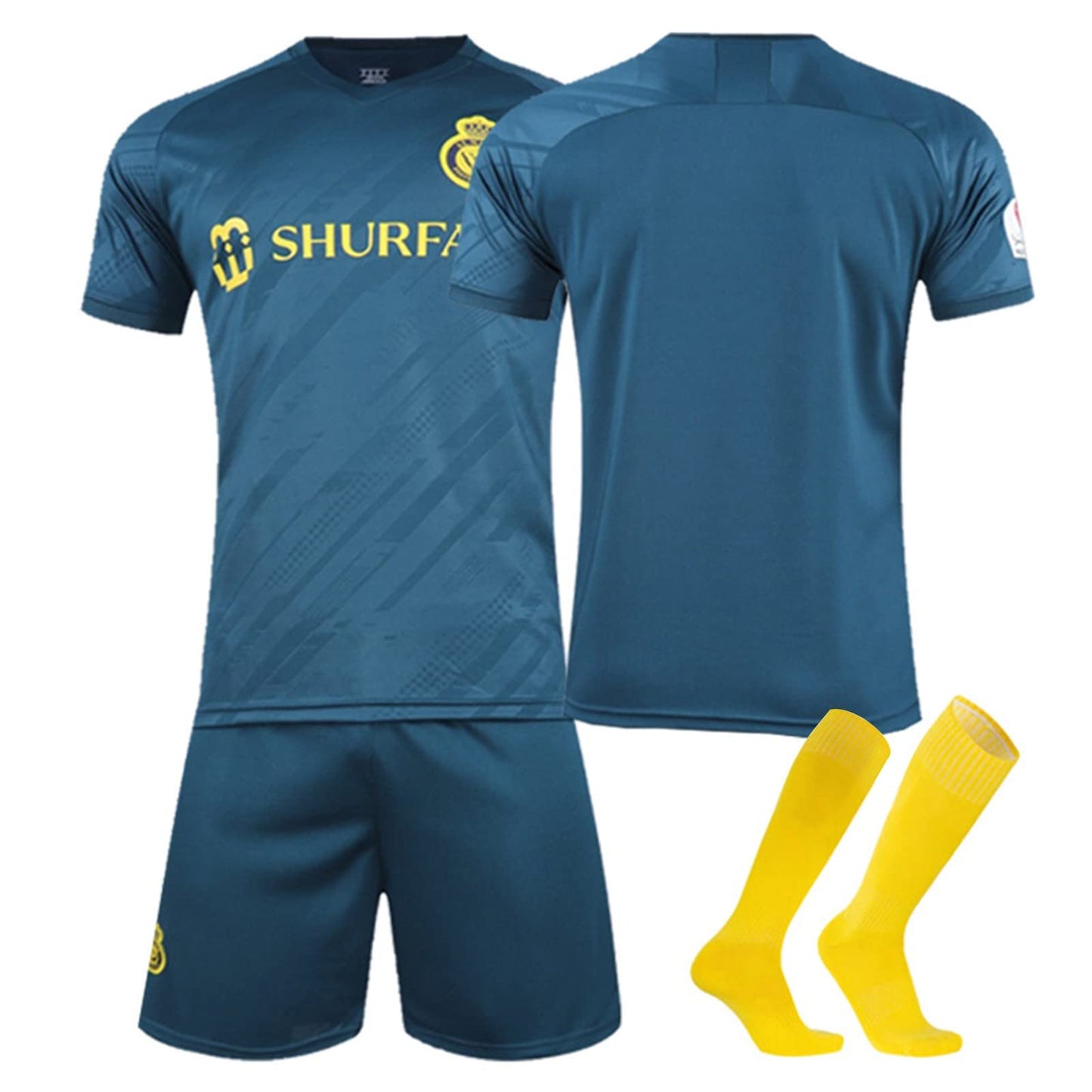Al NASSR FC Jersey Kit for Adult/Children, 2022/23 Home Away Soccer Jerseys New Sesson Unisex Activewear Football Kits Boys' Football Training Shirts Shorts and Socks Sportswear Tracksuit