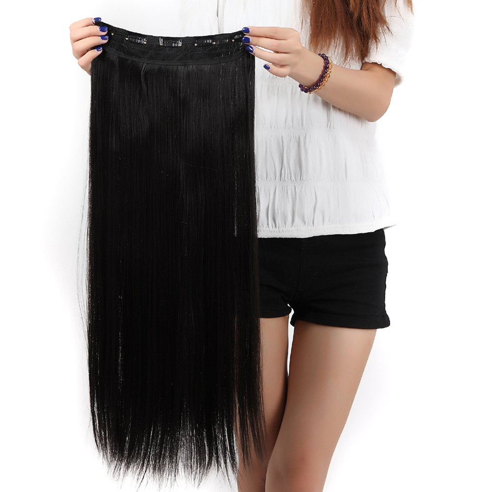 24 Inch One Piece Hair Extensions Clip In Curly Hairpieces Wavy 5 Clips - Dark Brown(60cm-120g)