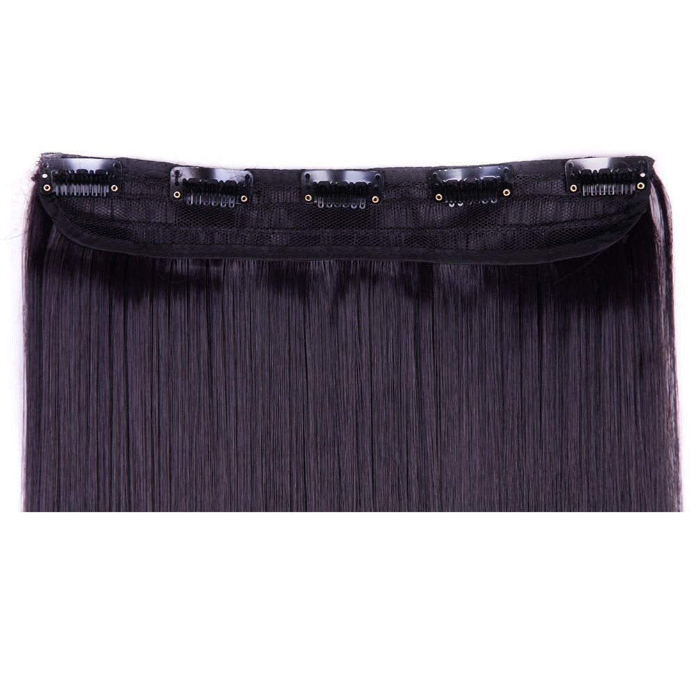 24 Inch One Piece Hair Extensions Clip In Curly Hairpieces Wavy 5 Clips - Dark Brown(60cm-120g)
