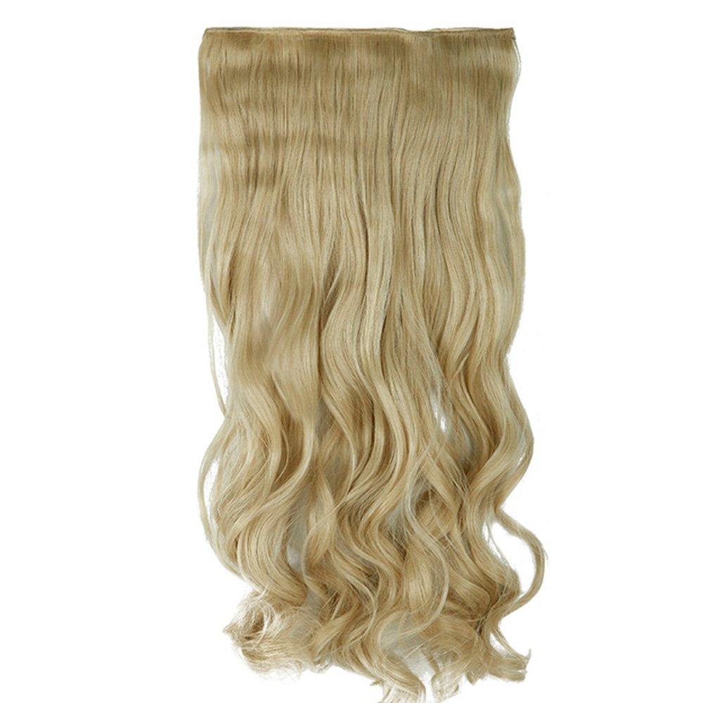 24 Inch One Piece Hair Extensions Clip In Curly Hairpieces Wavy 5 Clips - Dark Brown(60cm-120g)