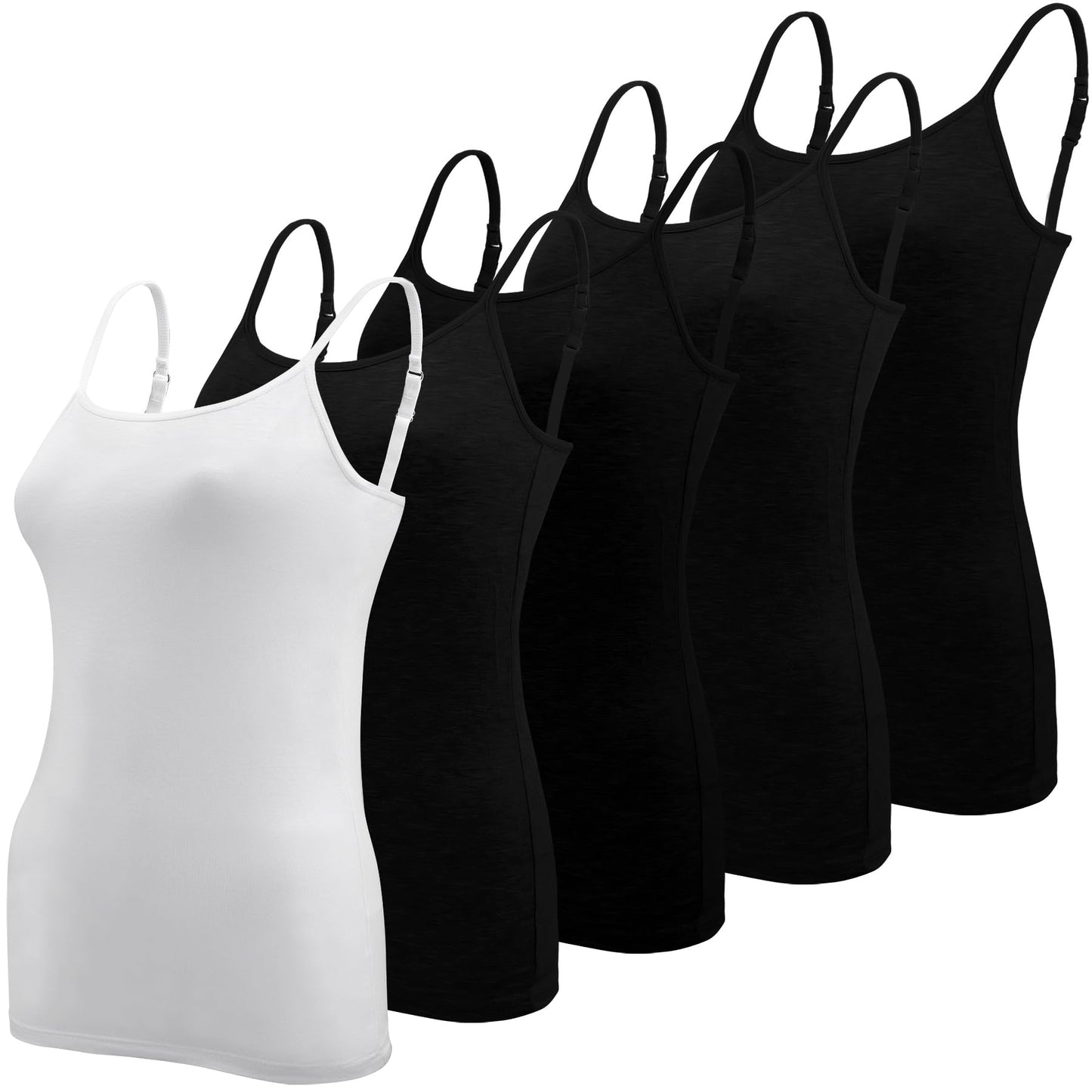 BQTQ 5 Pieces Basic Camisole Adjustable Strap Vest Top for Women and Girl