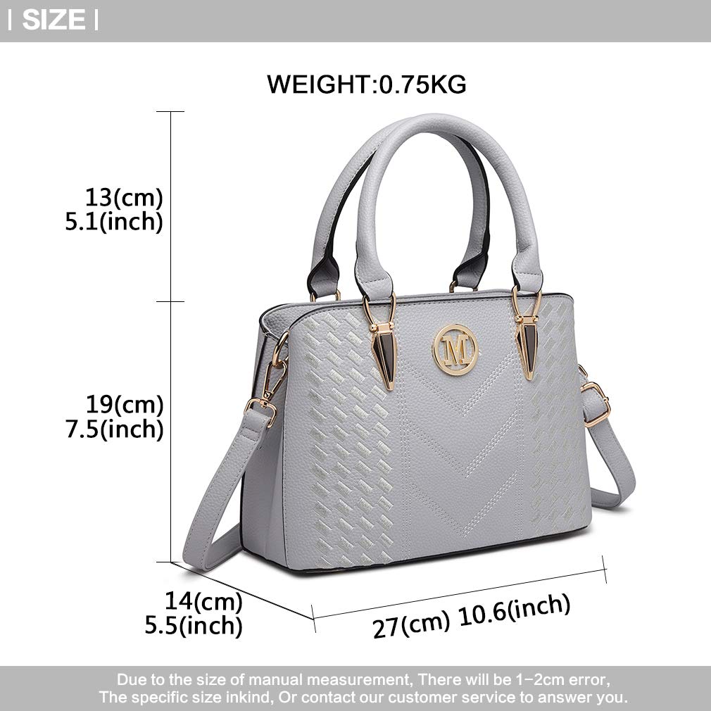 Miss Lulu Handbag for Women, Woven and Chevron Pattern, M Logo on The Front, Top Handle or Shoulder Bag