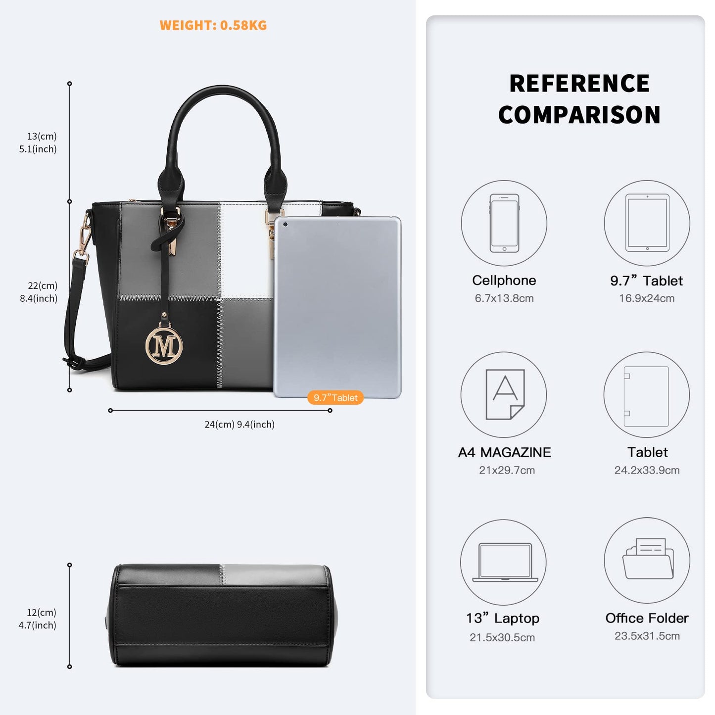Miss Lulu Handbags for Women Look V-Shape Shoulder Handbag Lightweight Medium Tote Bag PU Leather