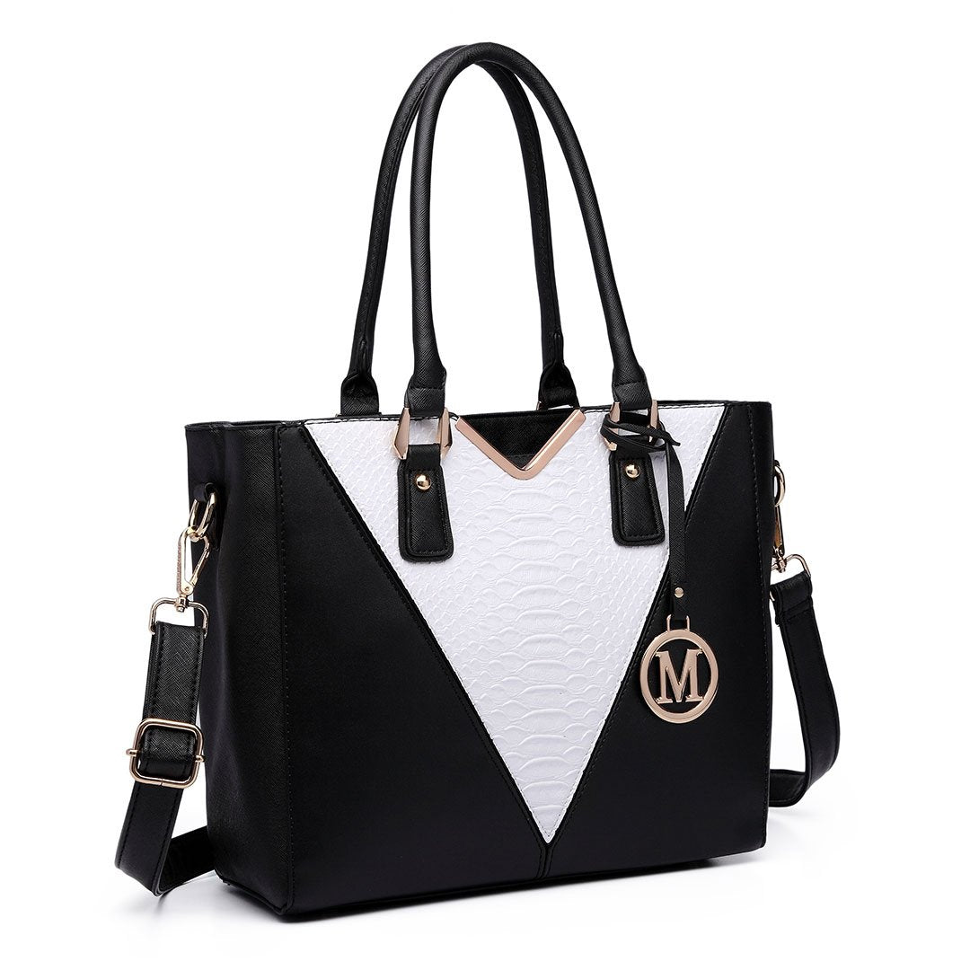Miss Lulu Handbags for Women Look V-Shape Shoulder Handbag Lightweight Medium Tote Bag PU Leather