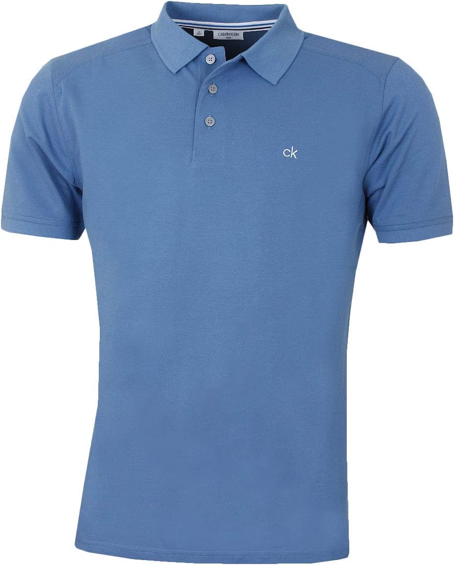 Calvin Klein Mens 2025 Campus 3 Button Ribbed Collar Golf Polo Shirt