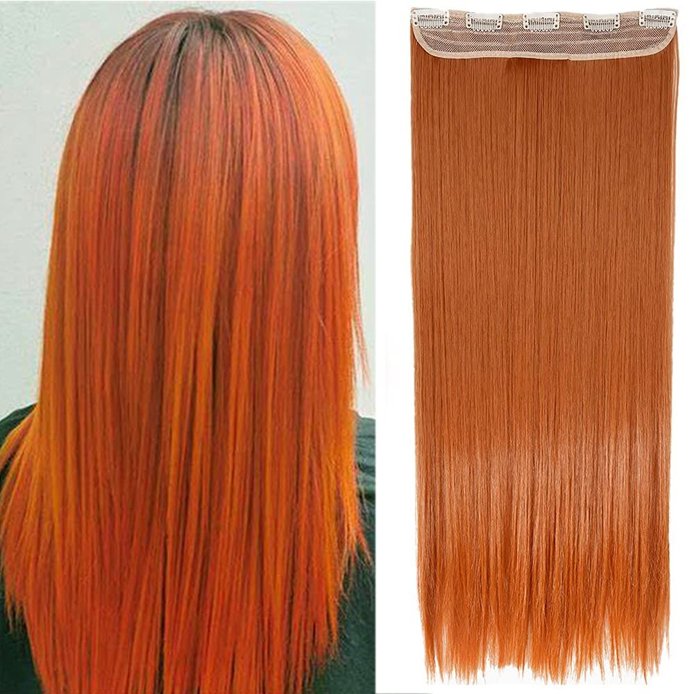 24 Inch One Piece Hair Extensions Clip In Curly Hairpieces Wavy 5 Clips - Dark Brown(60cm-120g)