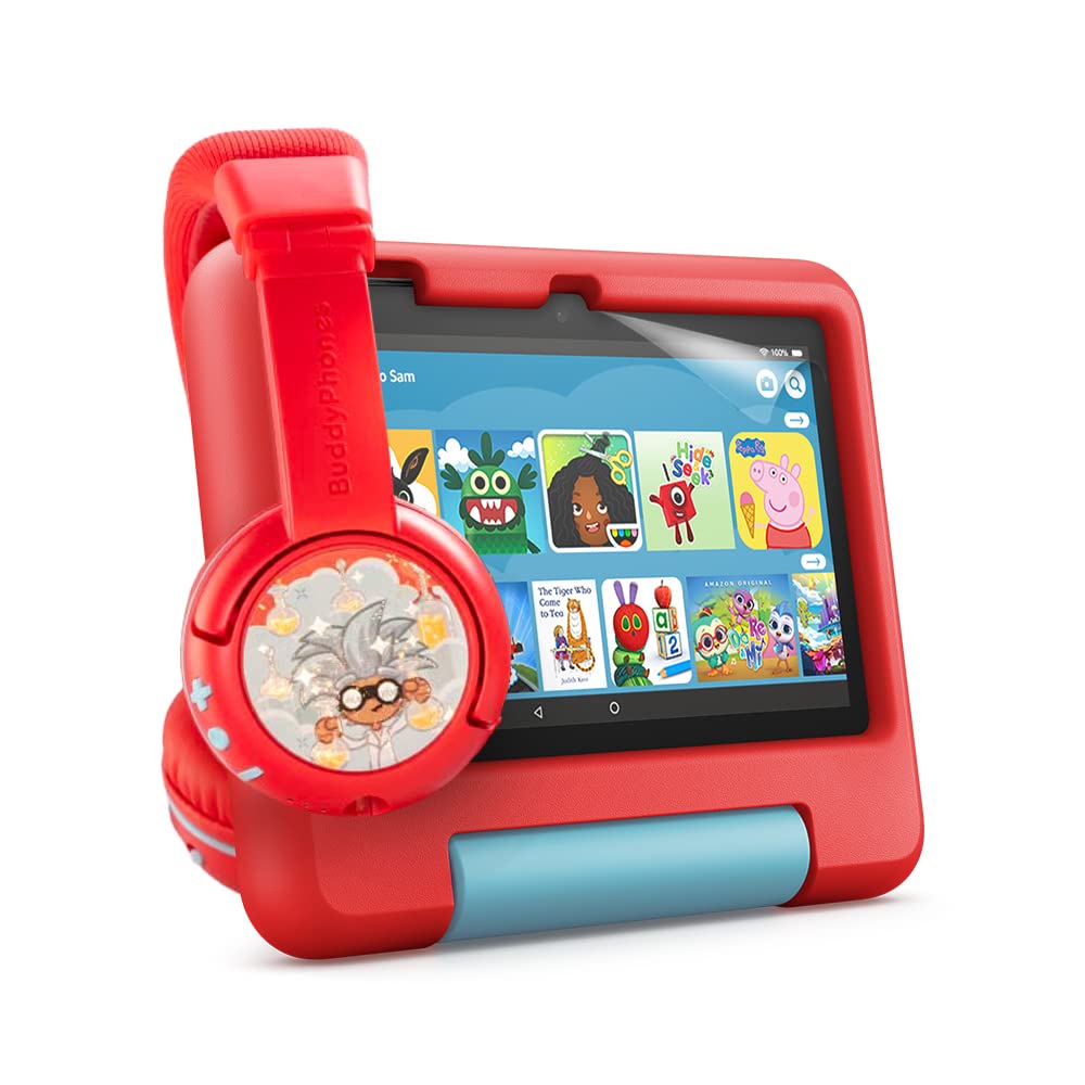 Amazon Fire 7 Kids tablet | 7" display, ages 3–7, includes ads-free books, games and videos that children love, parental controls, 10-hour battery, 32 GB