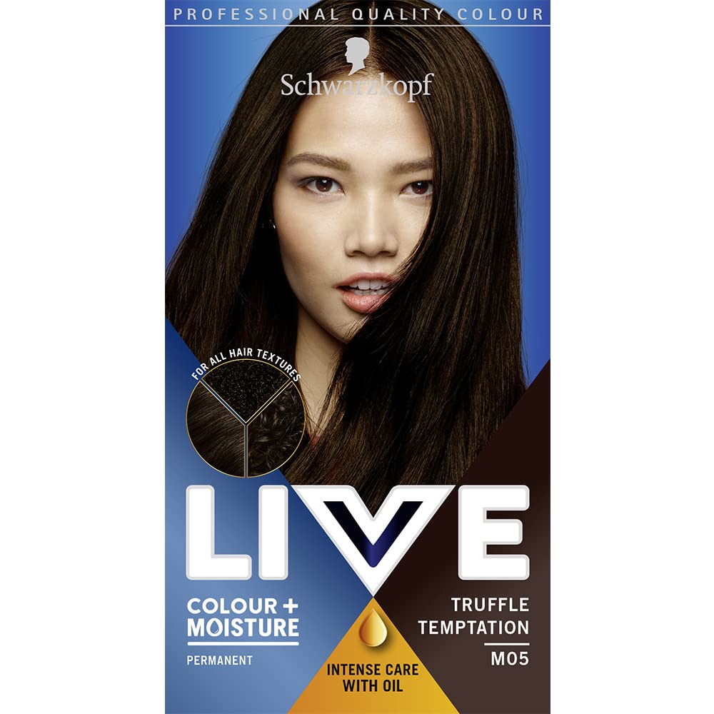 Schwarzkopf LIVE Intense Colour, Long Lasting Permanent Black Hair Dye, With Built-In Vibrancy Serum, Up To 100% Grey Coverage- Deep Black 099