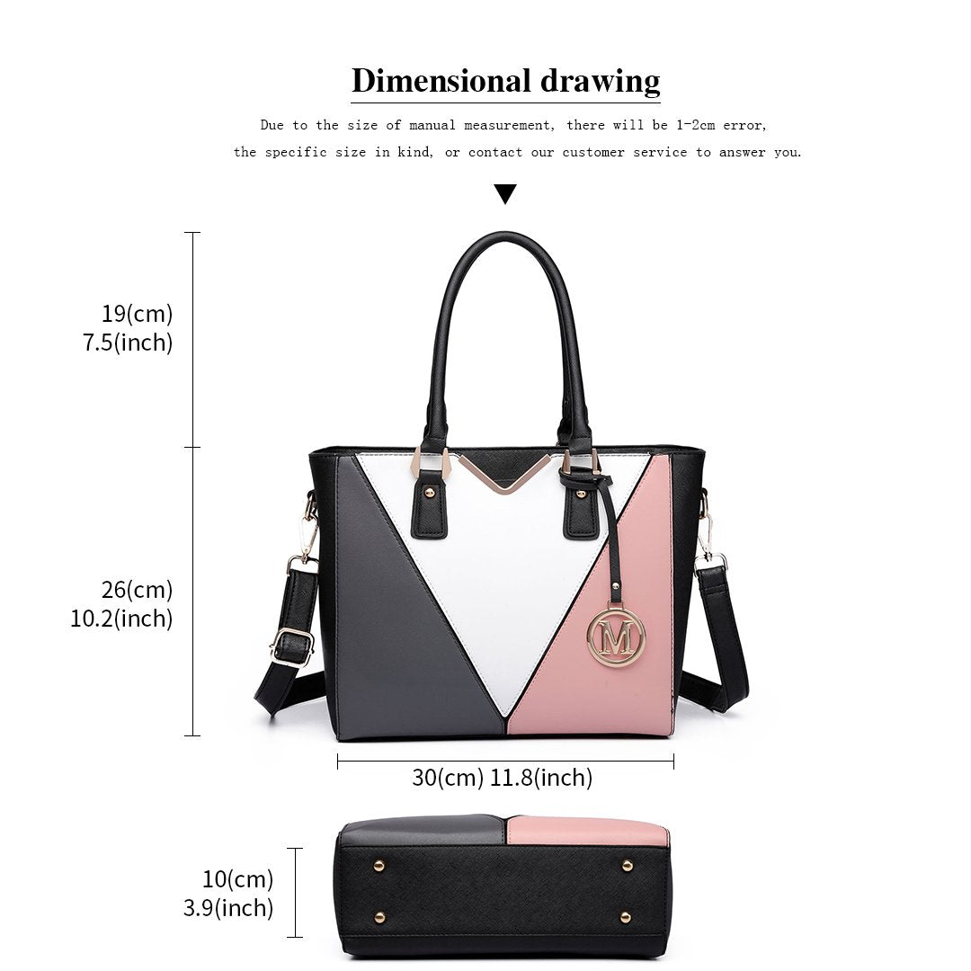 Miss Lulu Handbags for Women Look V-Shape Shoulder Handbag Lightweight Medium Tote Bag PU Leather