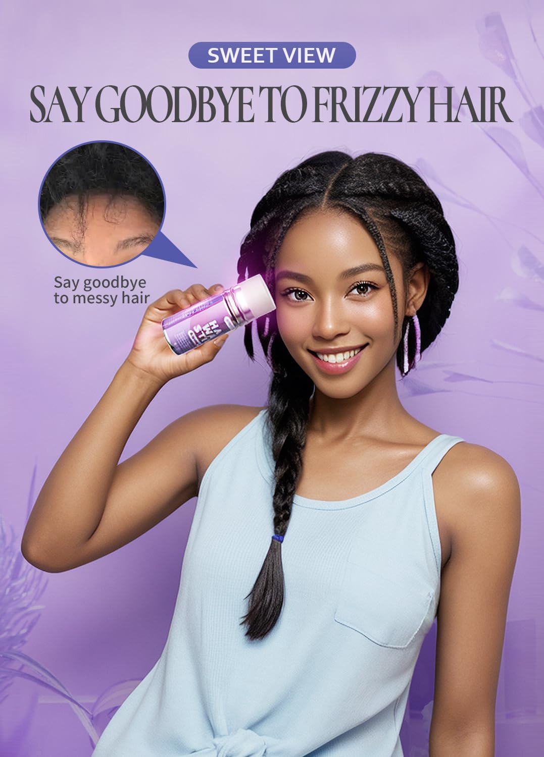 SWEET VIEW Hair Wax Stick & Slick Back Hair Brush for Tame Flyaways, Frizz, Sleek Ponytail, Buns | Pomade/Balm/Gel Stick for Woman, Styling Accessories for Girls, Kids