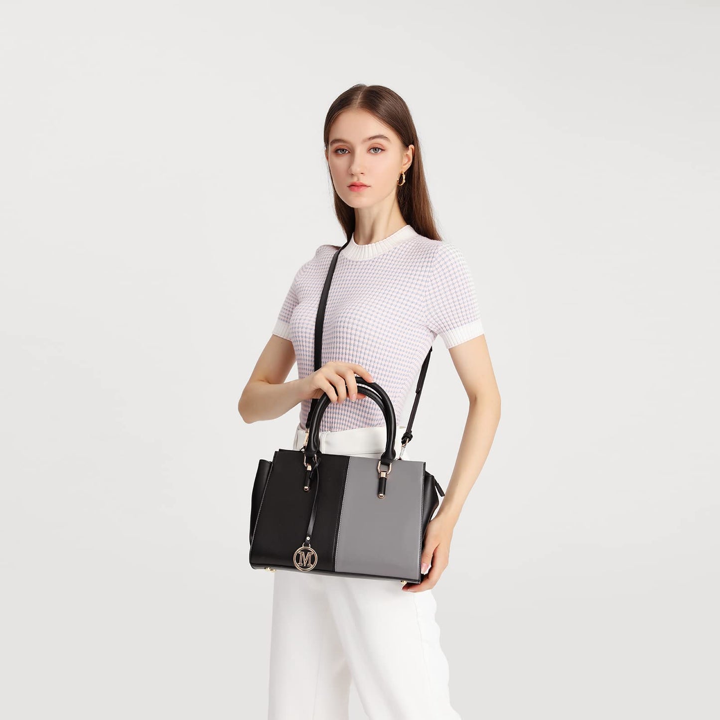 Miss Lulu Handbags for Women Look V-Shape Shoulder Handbag Lightweight Medium Tote Bag PU Leather