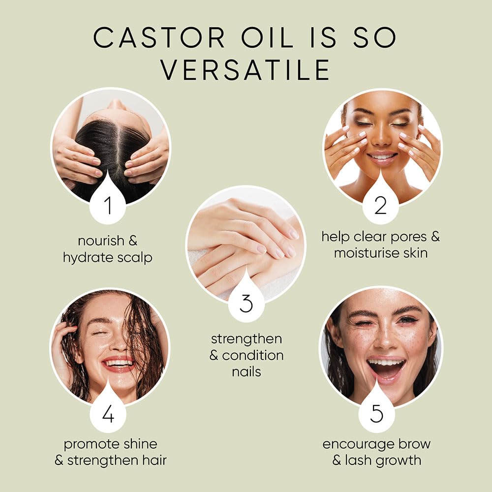 Pure World Natural Castor Oil 250ML Cold & Freshly Pressed 100% Pure and Undiluted Hexane Free Nourish Your Skin and Hair Eyebrows, Nails, Beard, Hair, Eyelash Growth Food Grade