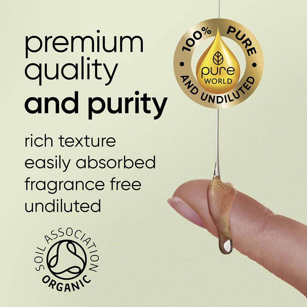 Pure World Natural Castor Oil 250ML Cold & Freshly Pressed 100% Pure and Undiluted Hexane Free Nourish Your Skin and Hair Eyebrows, Nails, Beard, Hair, Eyelash Growth Food Grade