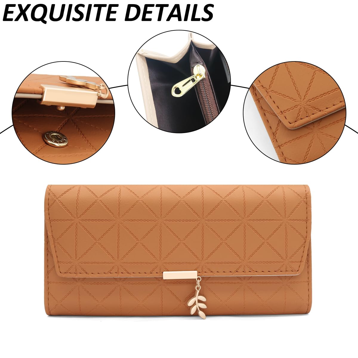 Long Purse for Women PU Leather, Large Capacity PU Leather Women's Wallet Wallet for Women with Multiple Card Slots and Coin Zipper Pocket Ladies Purse Clutch Holder Large Capacity Card Holder (Pink)