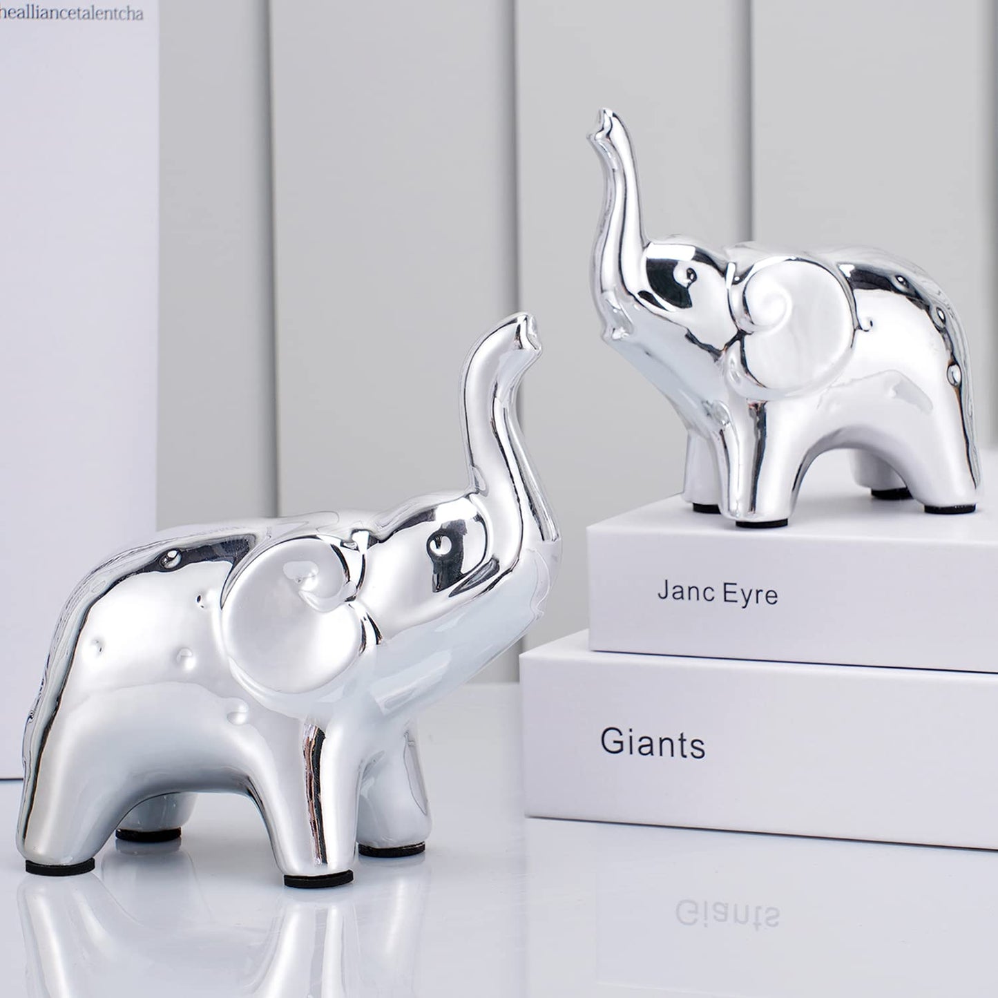 JIMBON A Pair Gold Elephant Statue Home Decor, Sculpture Elephant Ornaments For Living Room Office Desktop Bookshelf, Gold Decor For Anniversary Wedding, Valentines' gifts, Christmases etc