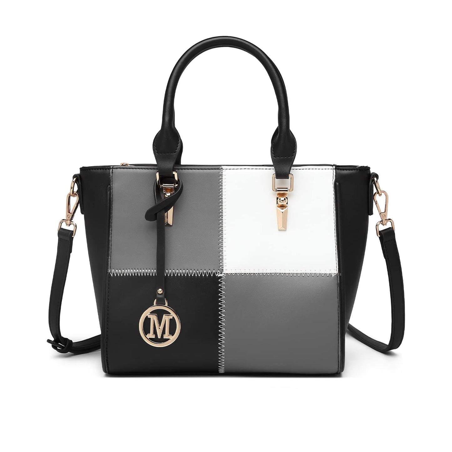 Miss Lulu Handbags for Women Look V-Shape Shoulder Handbag Lightweight Medium Tote Bag PU Leather