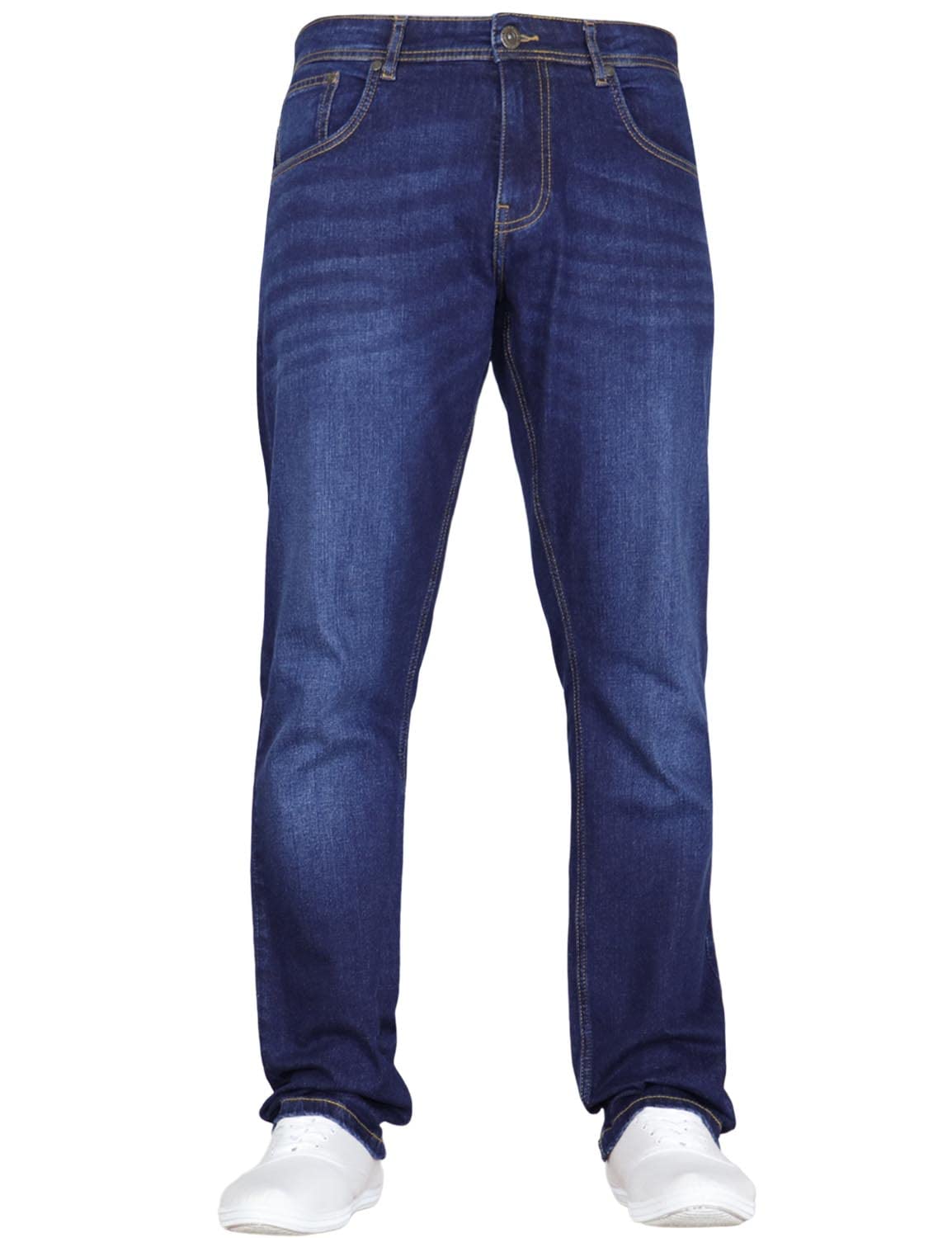 Crosshatch Mens Stretch Straight Leg Classic Regular Fit Basic Denim Jeans, 5 Pocket, Zipper, Solid, 30, 32 or 34 inches