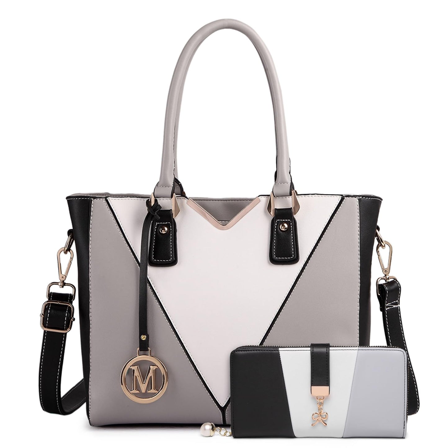 Miss Lulu Handbags for Women Look V-Shape Shoulder Handbag Lightweight Medium Tote Bag PU Leather