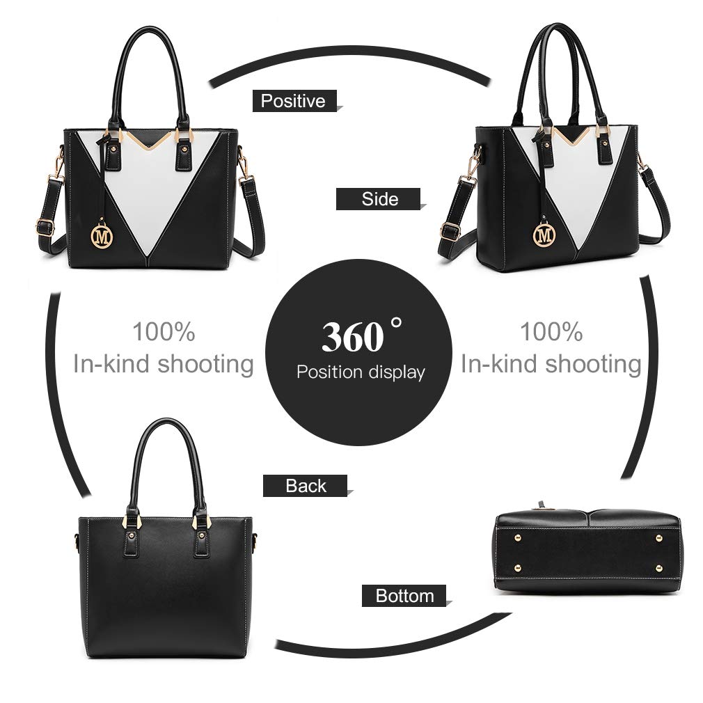 Miss Lulu Handbags for Women Look V-Shape Shoulder Handbag Lightweight Medium Tote Bag PU Leather