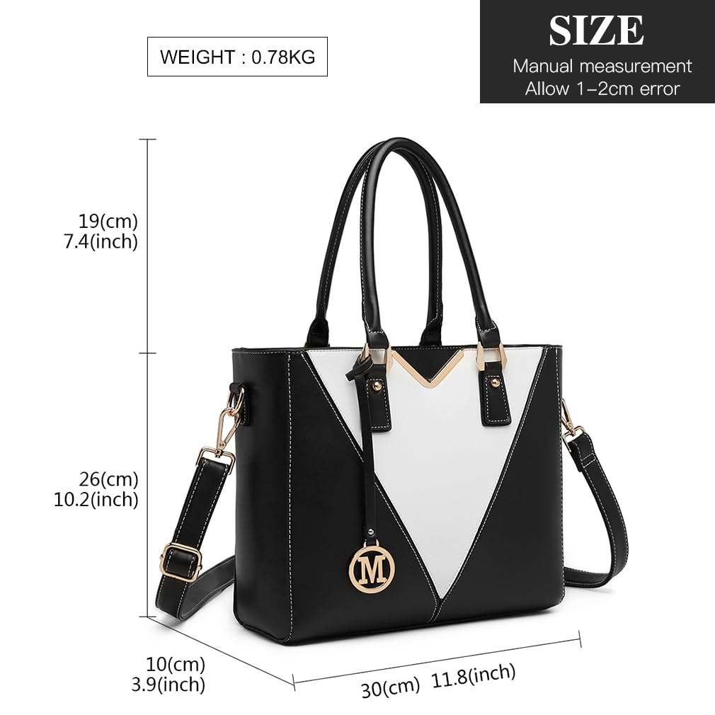 Miss Lulu Handbags for Women Look V-Shape Shoulder Handbag Lightweight Medium Tote Bag PU Leather