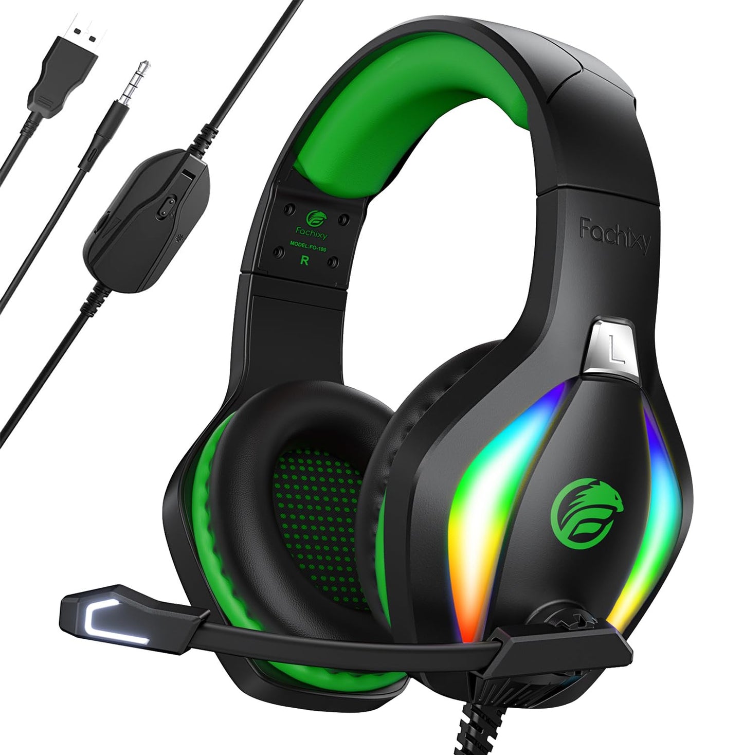 Fachixy FC100 Gaming Headset for PS4, PS5, PC, Xbox, Switch, Gamer Headset with Mic, Gaming Headphones with Microphone, Noise Cancelling Headphones with 3.5mm Jack