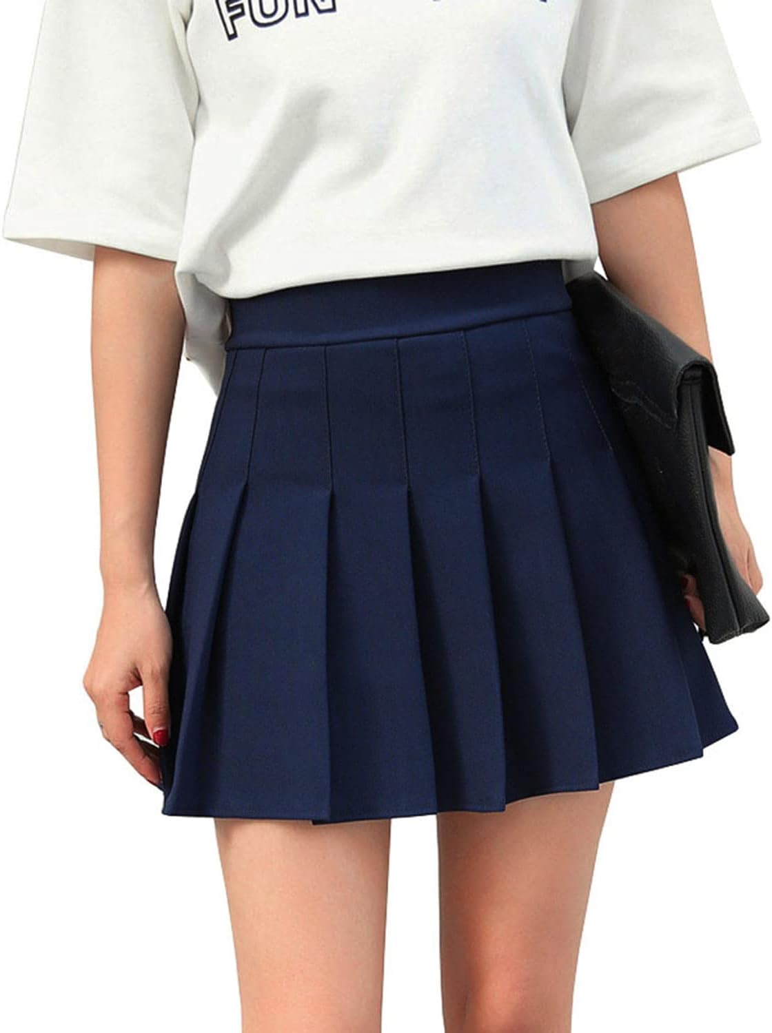 Hoerev Women Girls Short High Waist Pleated Skater Tennis School Skirt